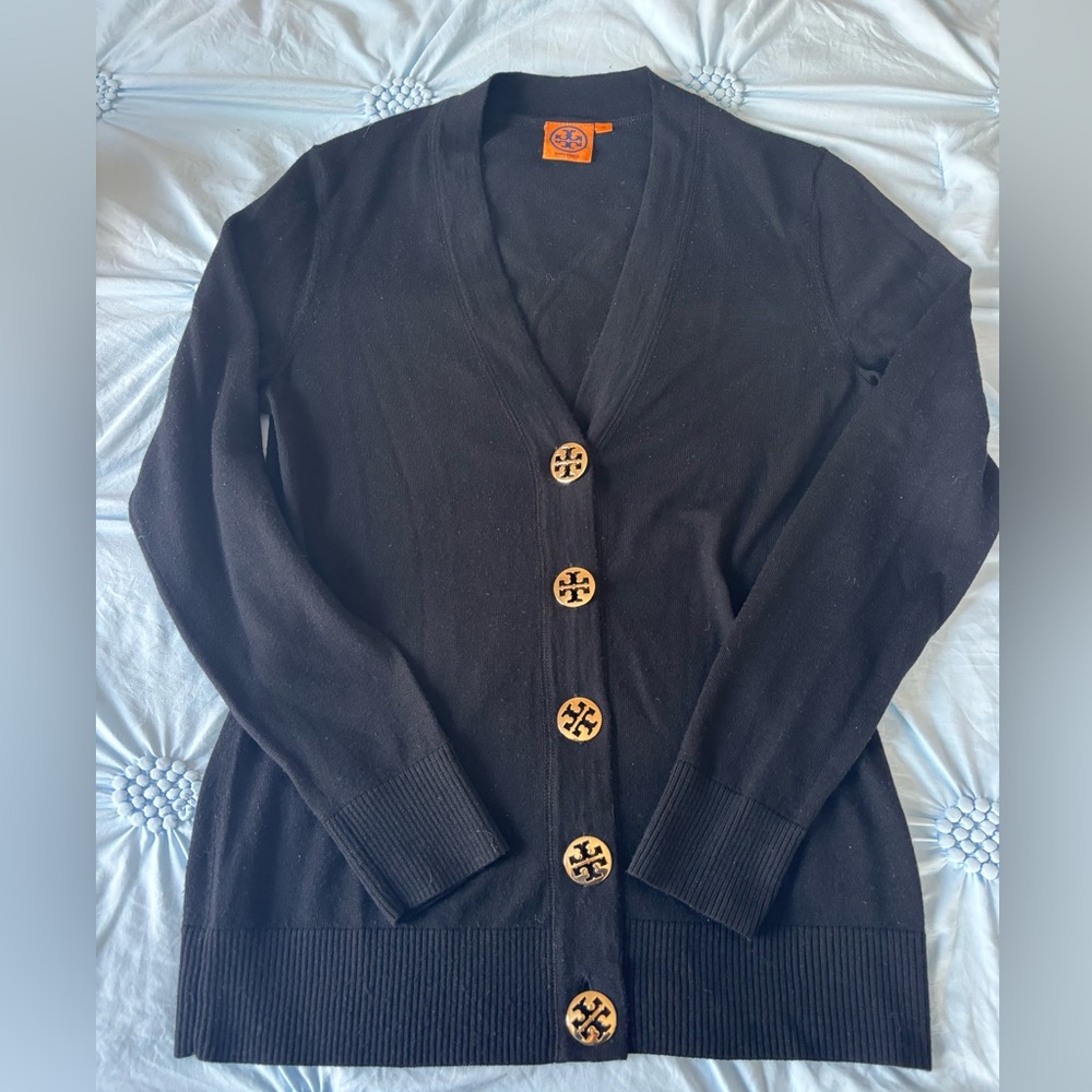 Tory Burch Black Sweater 100% Merino Wool